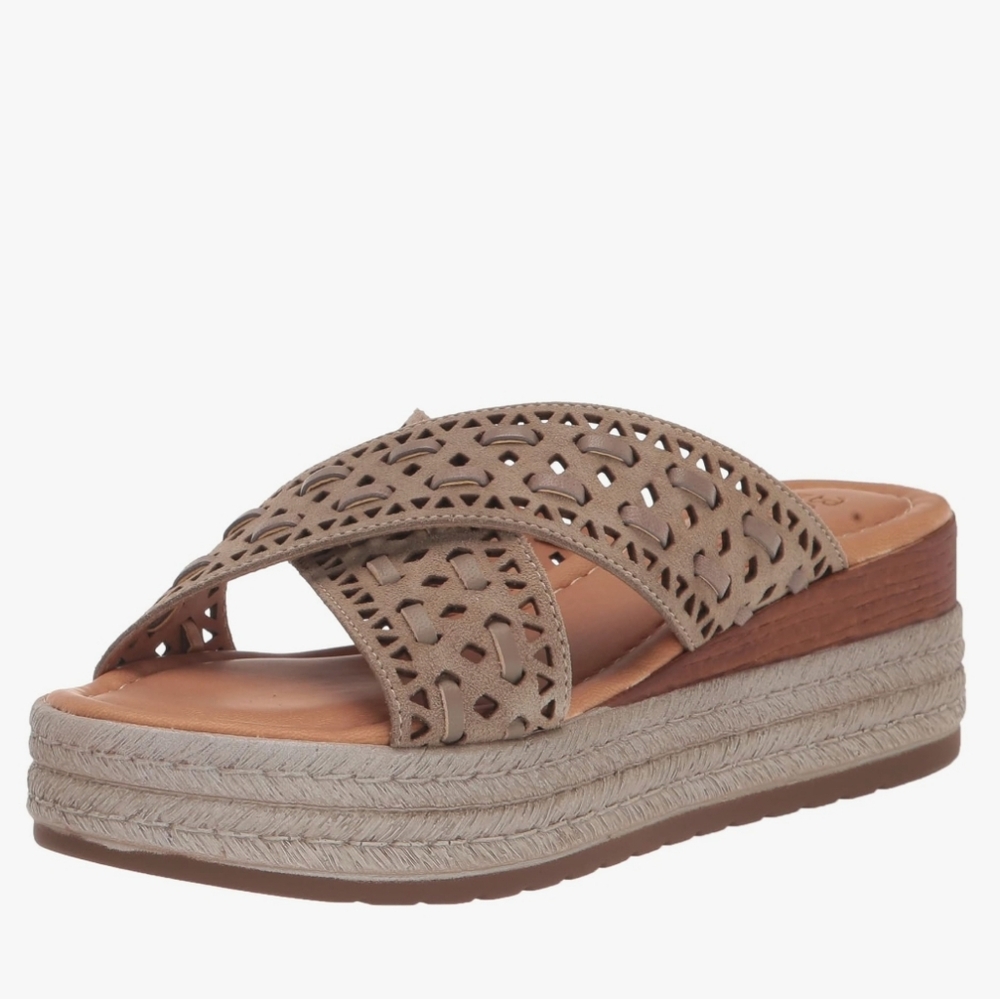Bella Vita NWT Exa-Italy Taupe Suede Leather Wedge Sandal